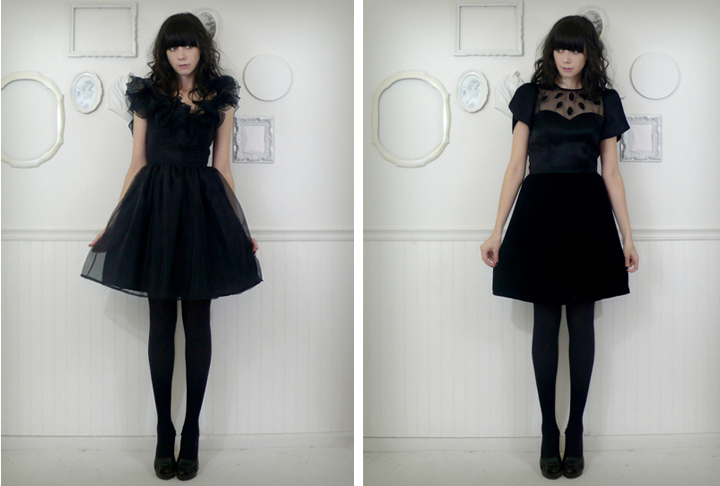 1970s black tulle ruffle dress - liebmarlene vintage