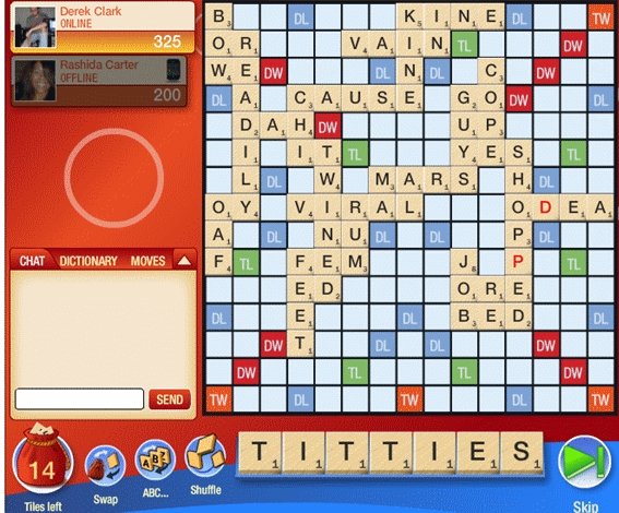 "TITTIEST" wasn't accepted